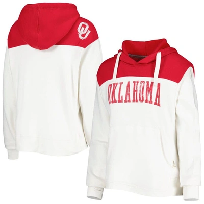 Pressbox White/crimson Oklahoma Sooners Chicago 2-hit Yoke Pullover Hoodie