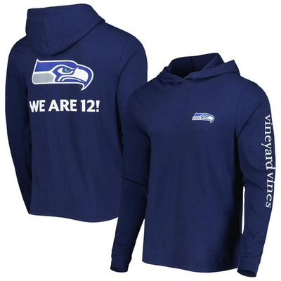 Vineyard Vines College Navy Seattle Seahawks Local Long Sleeve Hoodie T-shirt