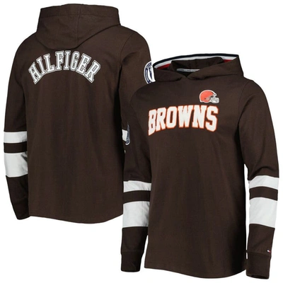 Tommy Hilfiger Brown/white Cleveland Browns Alex Long Sleeve Hoodie T-shirt