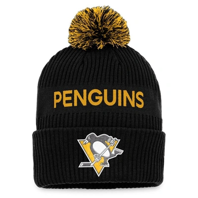 Fanatics Branded Black/yellow Pittsburgh Penguins 2022 Nhl Draft Authentic Pro Cuffed Knit Hat With In Black,yellow