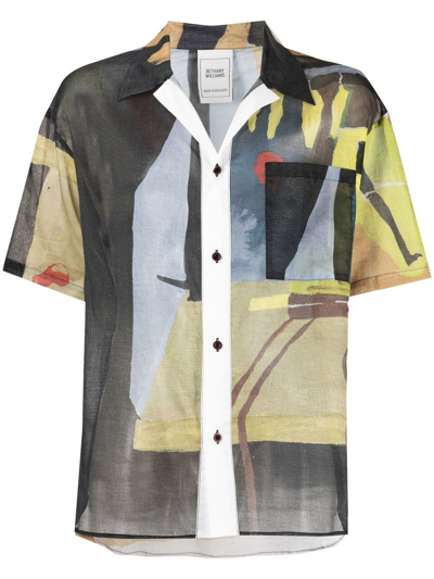 Bethany Williams Abstract-print Short-sleeve Shirt In 蓝色