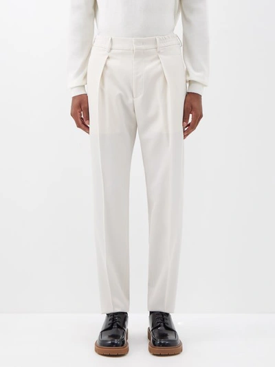 Fendi Pleated Crepe Straight-leg Trousers In White