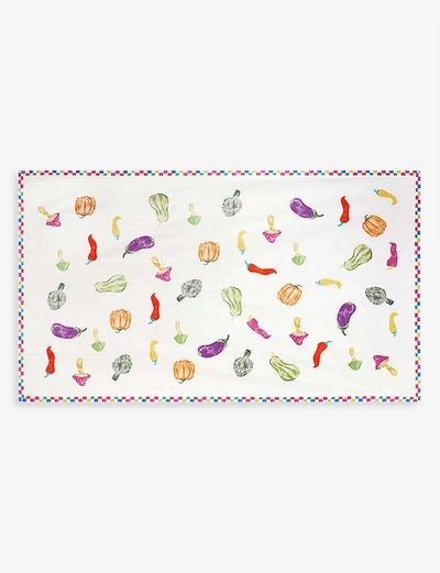Anna + Nina Vegetable Party Organic-cotton Tablecloth 150cm X 255cm In Multi-colour