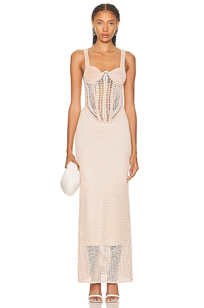Dion Lee Marled Double Cup Corset Dress In Cream Marle