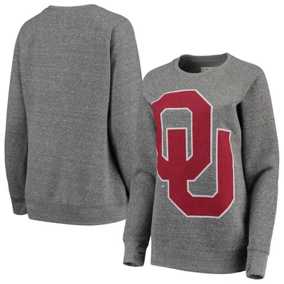 Pressbox Heathered Gray Oklahoma Sooners Big Team Logo Knobi Fleece Tri-blend Crew Neck Sweatshirt