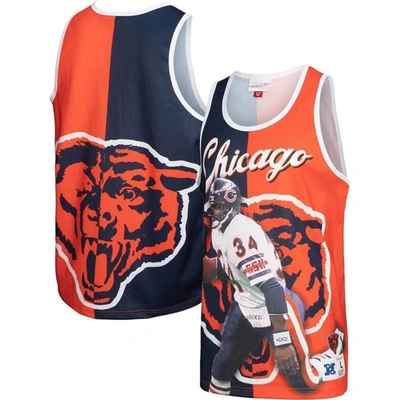 Mitchell & Ness Men's  Walter Payton Navy, Orange Chicago Bears Retired Player Graphic Tank Top In Navy,orange