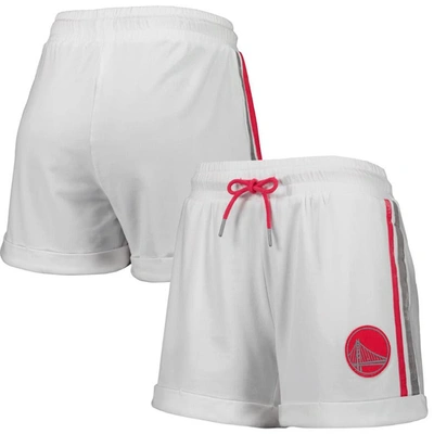 Lusso White/pink Golden State Warriors Melody Cuffed Tri-blend Shorts