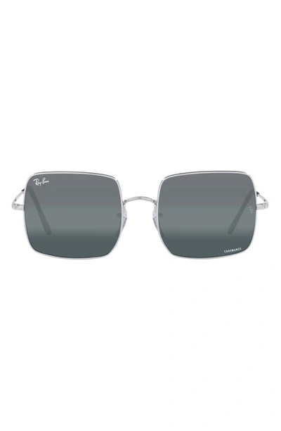 Ray Ban 54mm Polarized Square Sunglasses In Silver