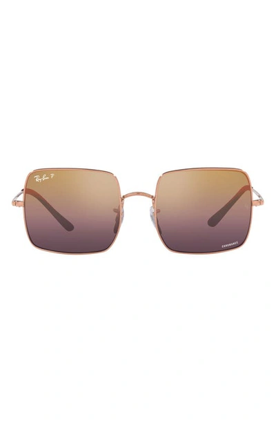 Ray Ban 54mm Polarized Square Sunglasses In Rose Gold