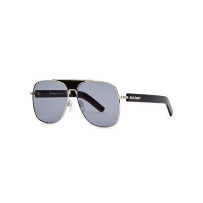 Palm Angels Bay Oversized Aviator-style Sunglasses In Blue