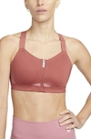 Nike Women's Alpha High-support Padded Zip-front Sports Bra In Red