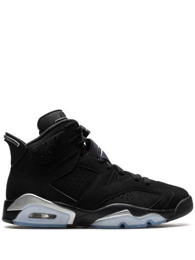 Jordan Air  6 Retro Sneakers In Black/ Metallic Silver