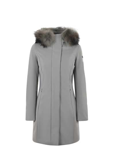 Rrd "winter Long Lady Fur" Long Down Jacket In Grigio