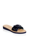 Ancient Greek Sandals Aglaia Buckle Leather Slide Sandals In Marine