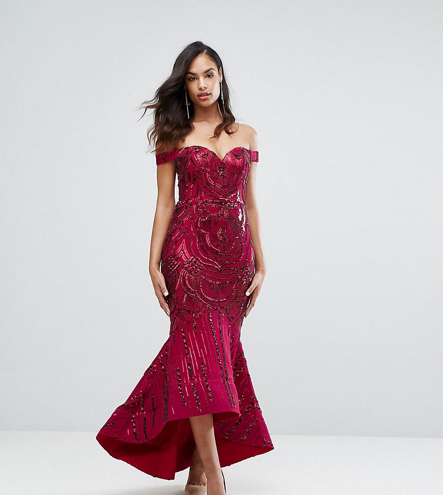bariano sweetheart fishtail maxi dress in lace