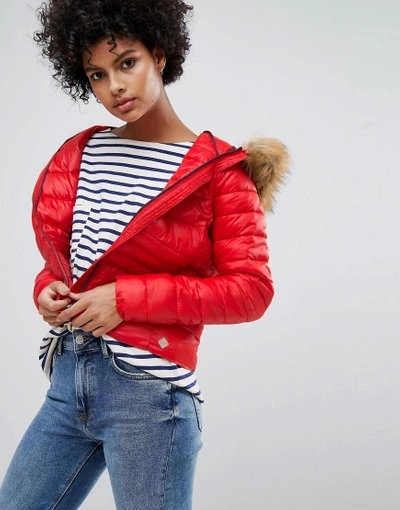Se venligst investering Lederen Vero Moda Faux Fur Hooded Padded Jacket - Red | ModeSens