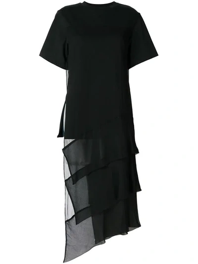 3.1 Phillip Lim / フィリップ リム Tiered Cotton And Silk T-shirt In Black