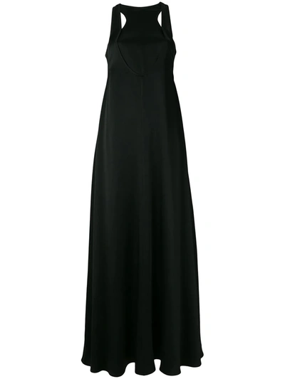Valentino Sleeveless Cutout Hammered Satin Gown In Black