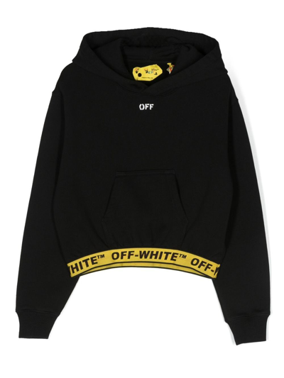 Off-white Kids' Logo裤腰连帽衫 In Black