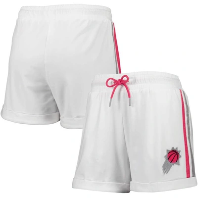 Lusso White/pink Phoenix Suns Melody Cuffed Tri-blend Shorts