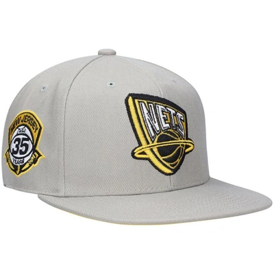 Mitchell & Ness Grey New Jersey Nets Hardwood Classics 35th Anniversary Sunny Grey Fitted Hat