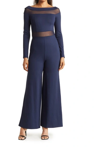 Love By Design Coleen Off The Shoulder Jumpsuit In Navy Blazer