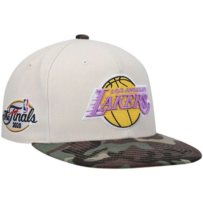 Mitchell & Ness Cream Los Angeles Lakers Hardwood Classics 2010 Nba Finals Patch Off White Camo Fitt