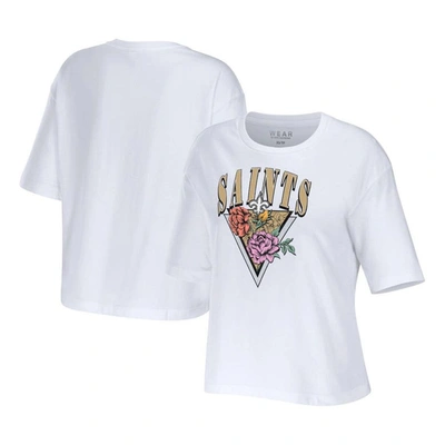 Wear By Erin Andrews White New Orleans Saints Boxy Floral Cropped T-shirt