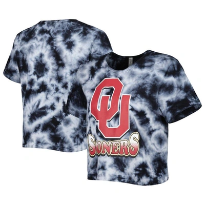 Zoozatz Black Oklahoma Sooners Cloud-dye Cropped T-shirt