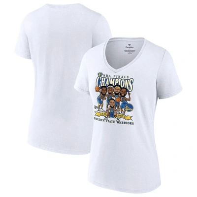 Fanatics Branded White Golden State Warriors 2022 Nba Finals Champions Caricature V-neck T-shirt