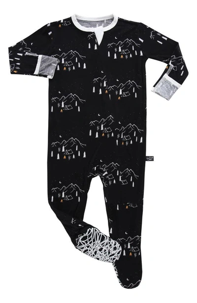 Peregrinewear Babies' Midnight Camping Fitted One-piece Footie Pajamas In Black