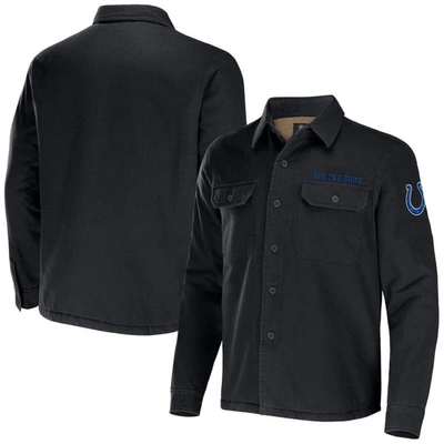 Nfl X Darius Rucker Collection By Fanatics Black Indianapolis Colts Canvas Button-up Shirt Jacket