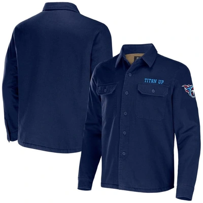 Nfl X Darius Rucker Collection By Fanatics Navy Tennessee Titans Canvas Button-up Shirt Jacket