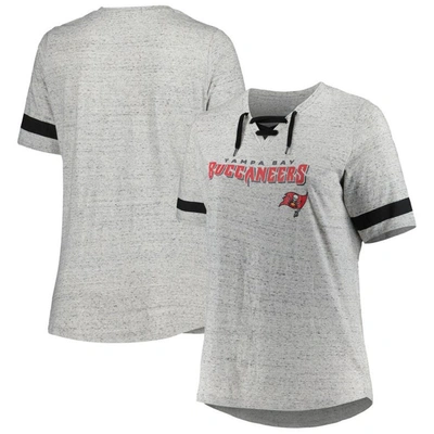 Profile Heather Gray Tampa Bay Buccaneers Plus Size Lace-up V-neck T-shirt