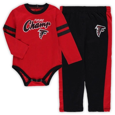 Outerstuff Babies' Infant Red/black Atlanta Falcons Little Kicker Long Sleeve Bodysuit & Trousers Set