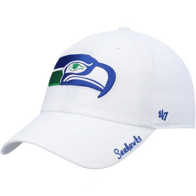 47 Brand '47 White Seattle Seahawks Miata Clean Up Legacy Adjustable Hat