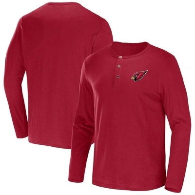 Nfl X Darius Rucker Collection By Fanatics Cardinal Arizona Cardinals Slub Jersey Henley Long Sleeve