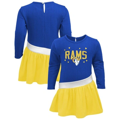 Outerstuff Babies' Little Girls Royal, Gold Los Angeles Rams Heart To Heart Jersey Dress In Royal,gold