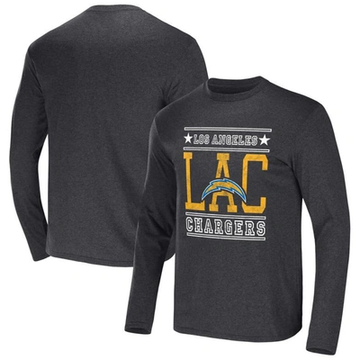Nfl X Darius Rucker Collection By Fanatics Heathered Charcoal Los Angeles Chargers Long Sleeve T-shi In Heather Charcoal
