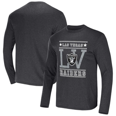 Nfl X Darius Rucker Collection By Fanatics Heathered Charcoal Las Vegas Raiders Long Sleeve T-shirt In Heather Charcoal