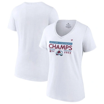Fanatics Branded White Colorado Avalanche 2022 Western Conference Champions Plus Size Locker Room V-