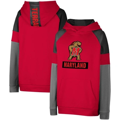 Colosseum Kids' Youth  Red Maryland Terrapins Colorblocked Raglan Pullover Hoodie