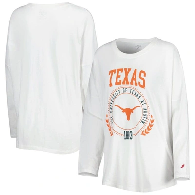 League Collegiate Wear White Texas Longhorns Clothesline Oversized Long Sleeve T-shirt