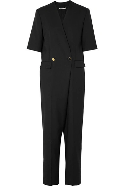 Stella Mccartney Cecilia V-neck Short-sleeve Straight-leg Crepe Jumpsuit In Black