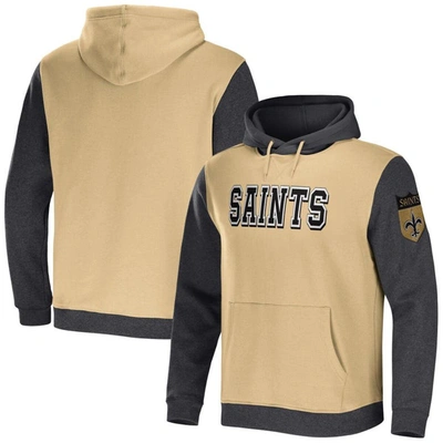 Nfl X Darius Rucker Collection By Fanatics Gold/charcoal New Orleans Saints Colorblock Pullover Hood