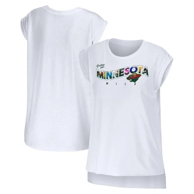 Wear By Erin Andrews White Minnesota Wild Greetings From Muscle T-shirt