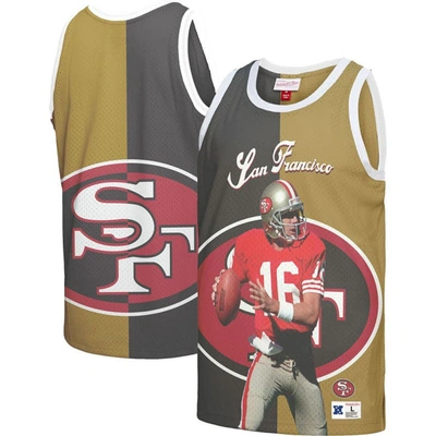 Mitchell & Ness Men's  Joe Montana Black, Gold San Francisco 49ers Retired Player Graphic Tank Top In Black,gold