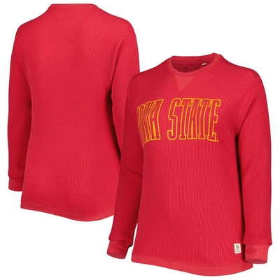 Pressbox Cardinal Iowa State Cyclones Surf Plus Size Southlawn Waffle-knit Thermal Tri-blend Long Sl