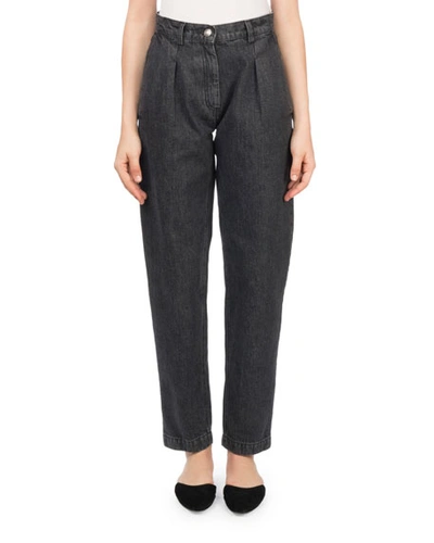 Magda Butrym Huntsville High-waist Pleated Stovepipe Jeans In Gray