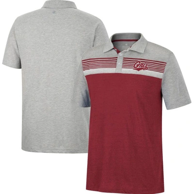 Colosseum Men's  Maroon, Heathered Gray Montana Grizzlies Caddie Polo Shirt In Maroon,heathered Gray